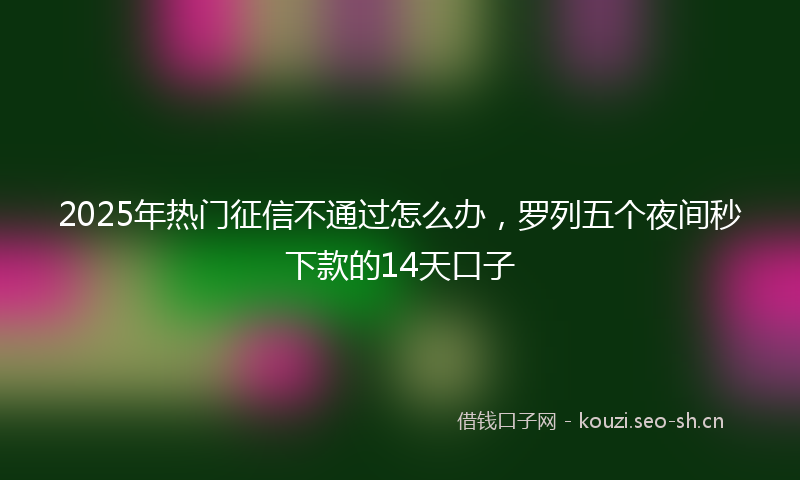 2025年热门征信不通过怎么办，罗列五个夜间秒下款的14天口子