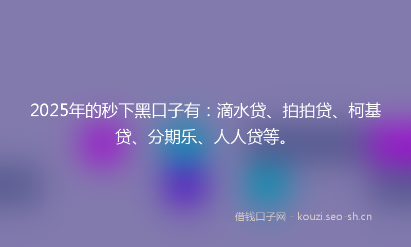 2025年的秒下黑口子有:滴水贷、拍拍贷、柯基贷、分期乐、人人贷等。