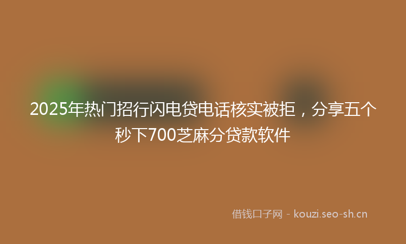 2025年热门招行闪电贷电话核实被拒,分享五个秒下700芝麻分贷款软件