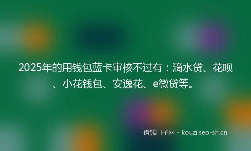 2025年的用钱包蓝卡审核不过有：滴水贷、花呗、小花钱包、安逸花、e微贷等。