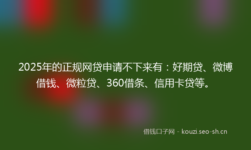 2025年的正规网贷申请不下来有：好期贷、微博借钱、微粒贷、360借条、信用卡贷等。