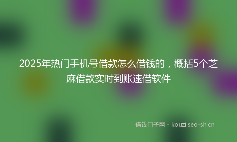 2025年热门手机号借款怎么借钱的，概括5个芝麻借款实时到账速借软件
