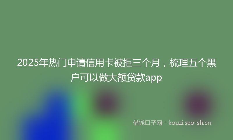 2025年热门申请信用卡被拒三个月，梳理五个黑户可以做大额贷款app
