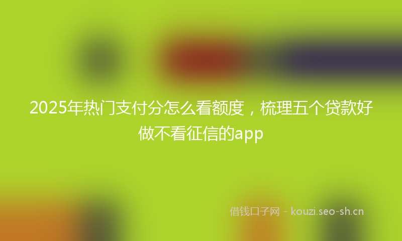 2025年热门支付分怎么看额度，梳理五个贷款好做不看征信的app