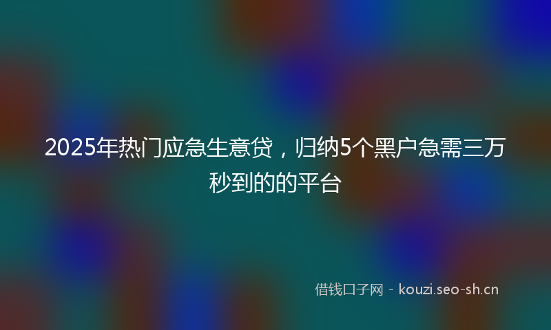 2025年热门应急生意贷，归纳5个黑户急需三万秒到的的平台
