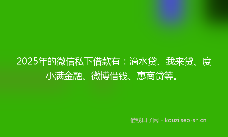 2025年的微信私下借款有：滴水贷、我来贷、度小满金融、微博借钱、惠商贷等。