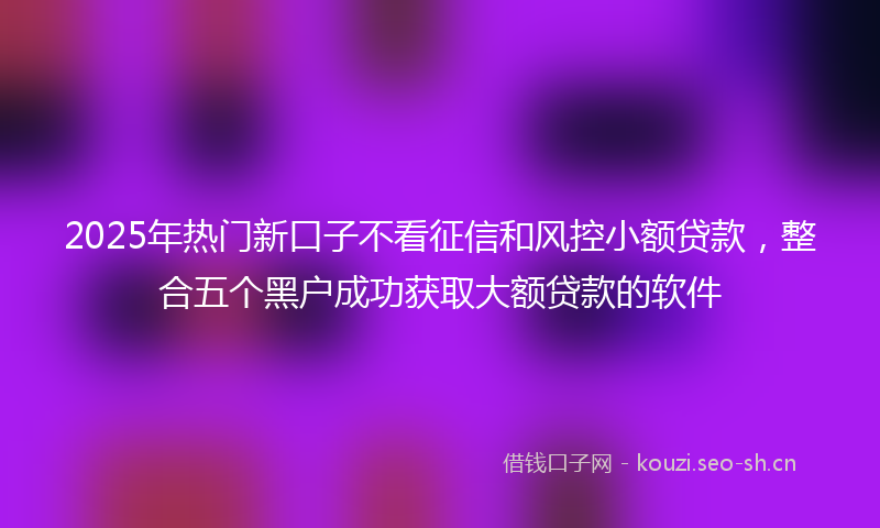 2025年热门新口子不看征信和风控小额贷款,整合五个黑户成功获取大额贷款的软件