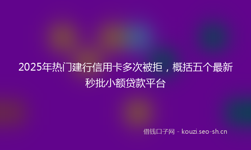 2025年热门建行信用卡多次被拒，概括五个最新秒批小额贷款平台