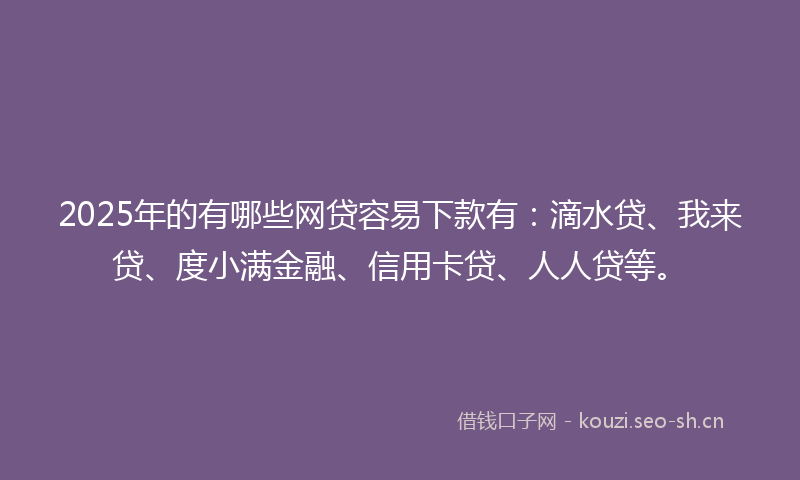 2025年的有哪些网贷容易下款有：滴水贷、我来贷、度小满金融、信用卡贷、人人贷等。