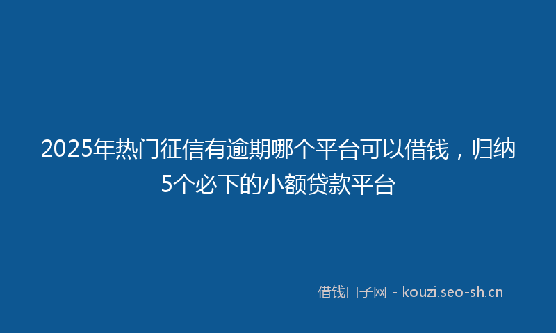 2025年热门征信有逾期哪个平台可以借钱，归纳5个必下的小额贷款平台