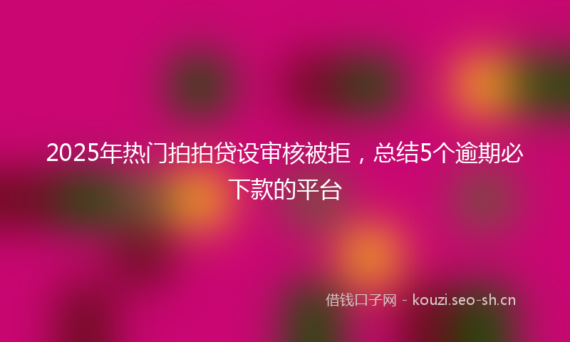 2025年热门拍拍贷设审核被拒，总结5个逾期必下款的平台