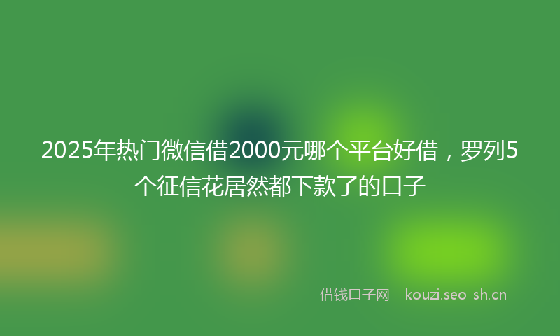 2025年热门微信借2000元哪个平台好借，罗列5个征信花居然都下款了的口子