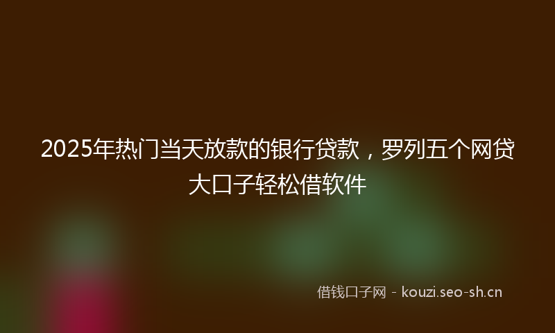 2025年热门当天放款的银行贷款,罗列五个网贷大口子轻松借软件