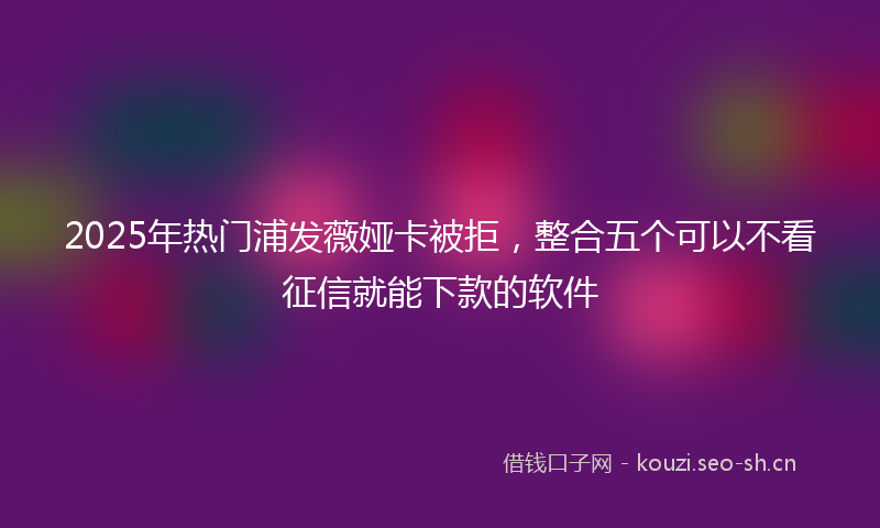 2025年热门浦发薇娅卡被拒，整合五个可以不看征信就能下款的软件