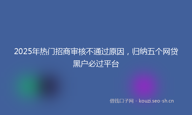 2025年热门招商审核不通过原因，归纳五个网贷黑户必过平台