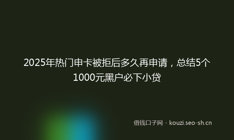 2025年热门申卡被拒后多久再申请，总结5个1000元黑户必下小贷