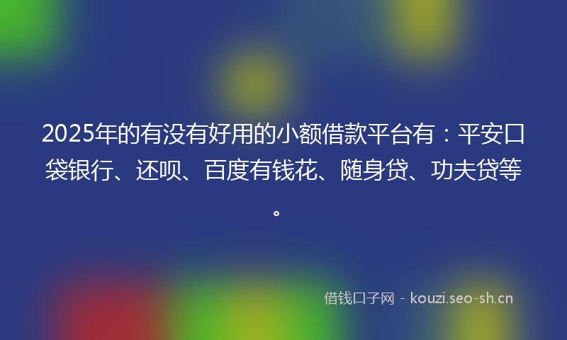 2025年的有没有好用的小额借款平台有：平安口袋银行、还呗、百度有钱花、随身贷、功夫贷等。