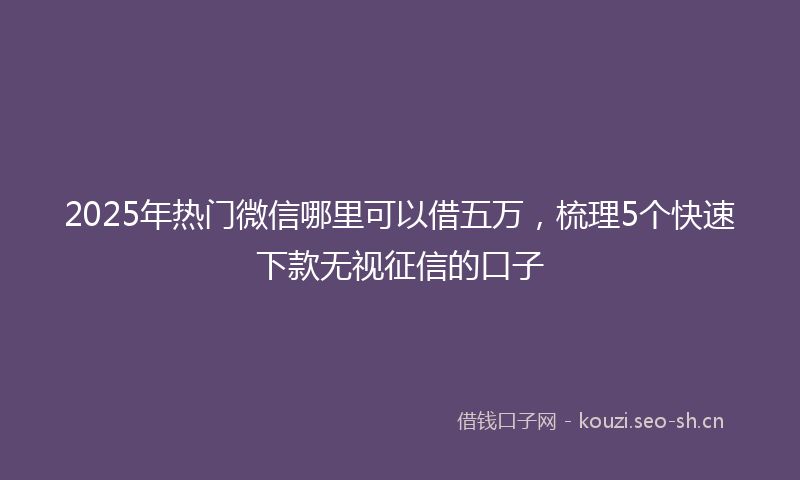 2025年热门微信哪里可以借五万，梳理5个快速下款无视征信的口子