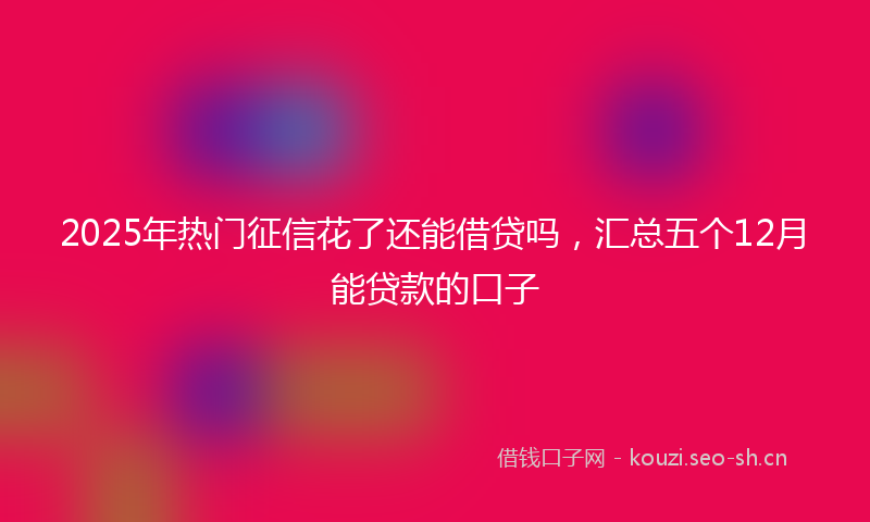 2025年热门征信花了还能借贷吗，汇总五个12月能贷款的口子