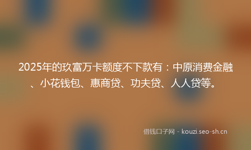 2025年的玖富万卡额度不下款有：中原消费金融、小花钱包、惠商贷、功夫贷、人人贷等。
