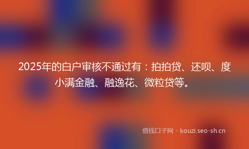 2025年的白户审核不通过有：拍拍贷、还呗、度小满金融、融逸花、微粒贷等。