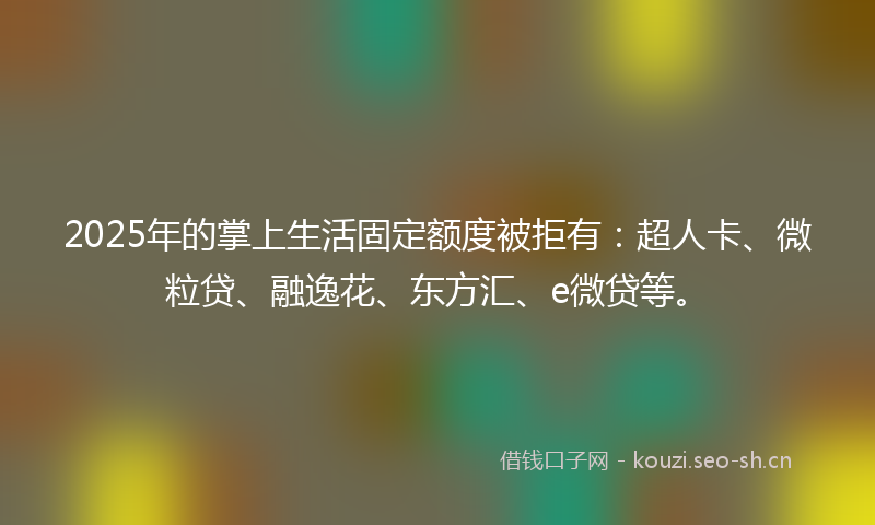 2025年的掌上生活固定额度被拒有：超人卡、微粒贷、融逸花、东方汇、e微贷等。