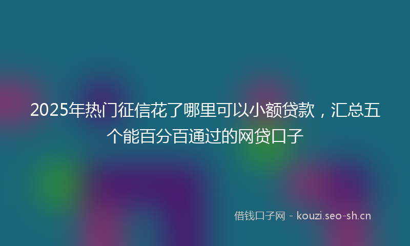 2025年热门征信花了哪里可以小额贷款,汇总五个能百分百通过的网贷口子