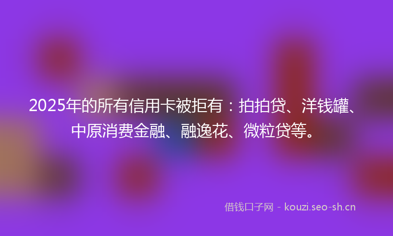 2025年的所有信用卡被拒有：拍拍贷、洋钱罐、中原消费金融、融逸花、微粒贷等。