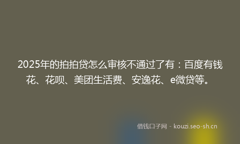 2025年的拍拍贷怎么审核不通过了有：百度有钱花、花呗、美团生活费、安逸花、e微贷等。