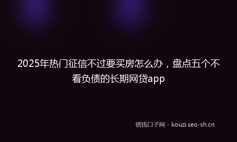 2025年热门征信不过要买房怎么办，盘点五个不看负债的长期网贷app