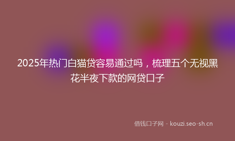 2025年热门白猫贷容易通过吗，梳理五个无视黑花半夜下款的网贷口子