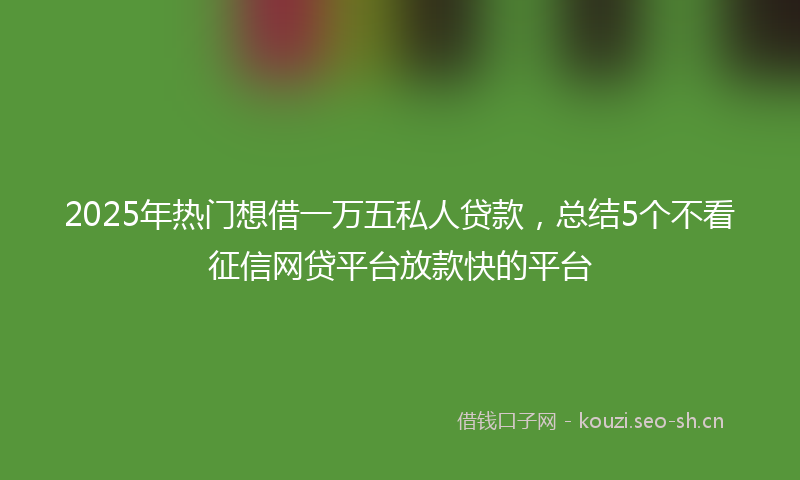 2025年热门想借一万五私人贷款，总结5个不看征信网贷平台放款快的平台