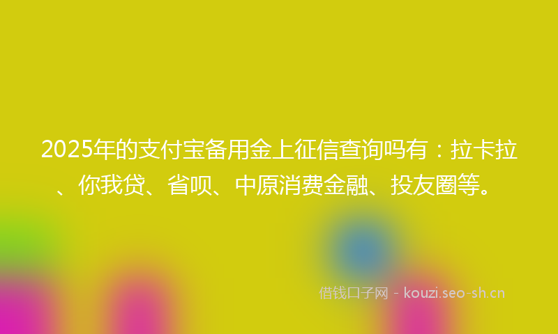 2025年的支付宝备用金上征信查询吗有：拉卡拉、你我贷、省呗、中原消费金融、投友圈等。