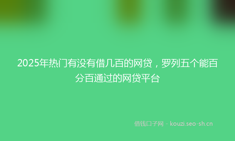 2025年热门有没有借几百的网贷,罗列五个能百分百通过的网贷平台