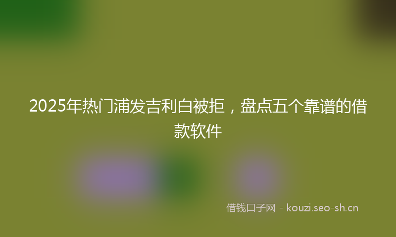 2025年热门浦发吉利白被拒，盘点五个靠谱的借款软件