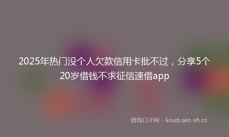 2025年热门没个人欠款信用卡批不过，分享5个20岁借钱不求征信速借app