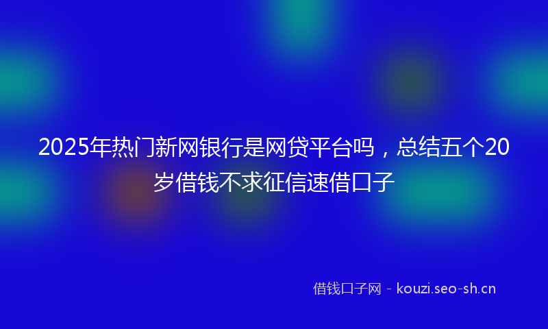 2025年热门新网银行是网贷平台吗，总结五个20岁借钱不求征信速借口子