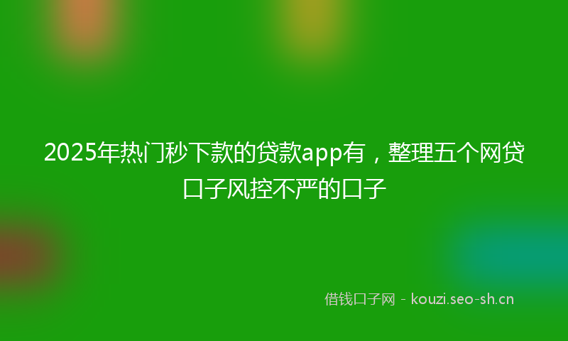 2025年热门秒下款的贷款app有，整理五个网贷口子风控不严的口子