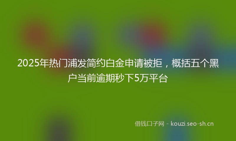 2025年热门浦发简约白金申请被拒，概括五个黑户当前逾期秒下5万平台