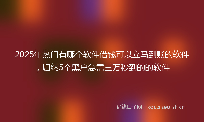 2025年热门有哪个软件借钱可以立马到账的软件，归纳5个黑户急需三万秒到的的软件
