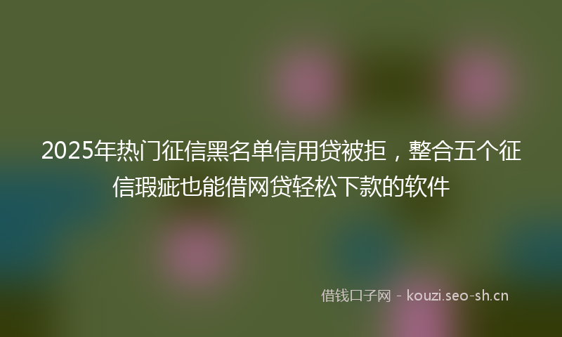 2025年热门征信黑名单信用贷被拒，整合五个征信瑕疵也能借网贷轻松下款的软件