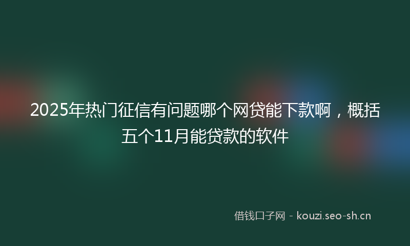 2025年热门征信有问题哪个网贷能下款啊，概括五个11月能贷款的软件