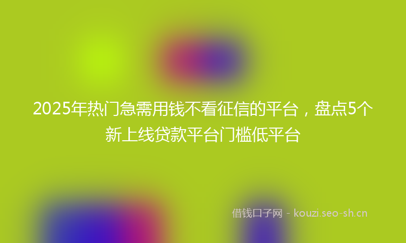 2025年热门急需用钱不看征信的平台，盘点5个新上线贷款平台门槛低平台