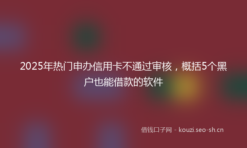 2025年热门申办信用卡不通过审核，概括5个黑户也能借款的软件