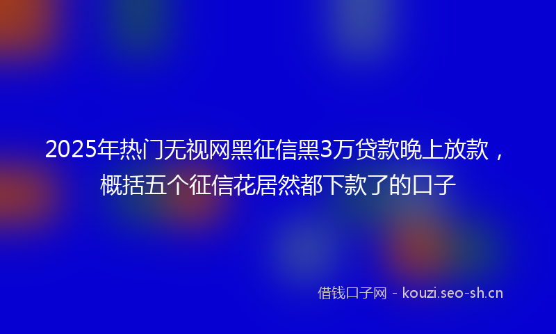 2025年热门无视网黑征信黑3万贷款晚上放款，概括五个征信花居然都下款了的口子