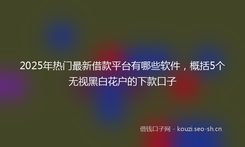 2025年热门最新借款平台有哪些软件,概括5个无视黑白花户的下款口子