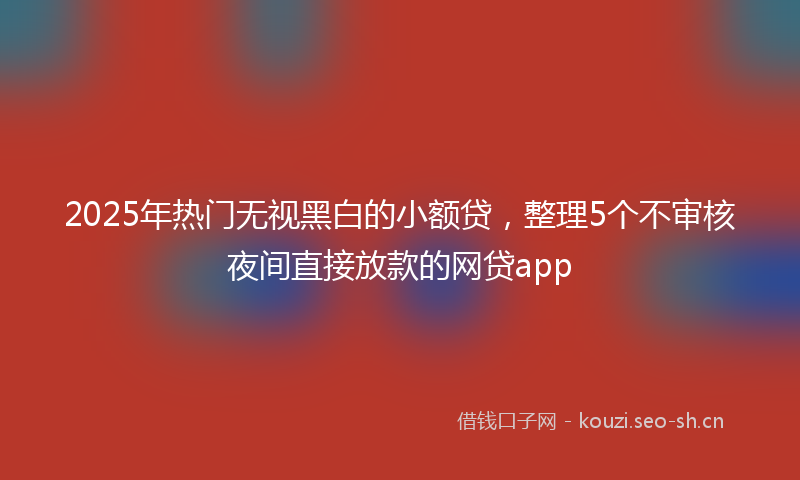 2025年热门无视黑白的小额贷，整理5个不审核夜间直接放款的网贷app