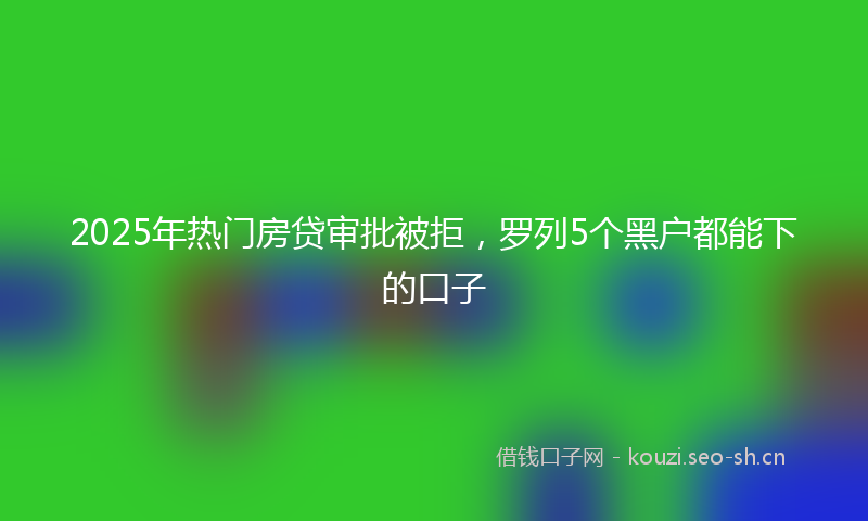 2025年热门房贷审批被拒,罗列5个黑户都能下的口子
