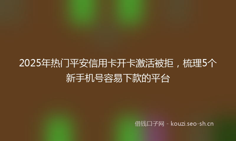 2025年热门平安信用卡开卡激活被拒，梳理5个新手机号容易下款的平台