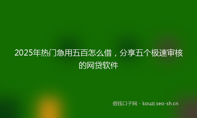 2025年热门急用五百怎么借，分享五个极速审核的网贷软件